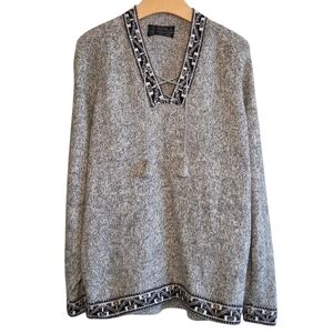 Artesanias Del Inka 100% Alpaca Made In Peru Long Sleeve Lace Up Sweater Sz M